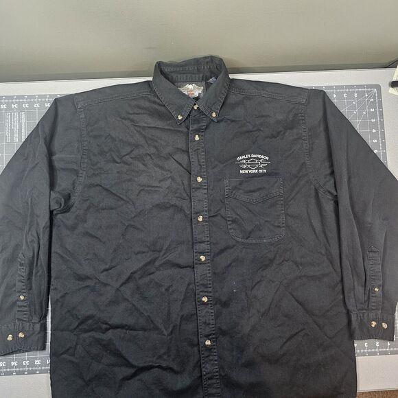 Harley Davidson Mechanics Shirt XL New York City Biker Employee Embroidered NYC
